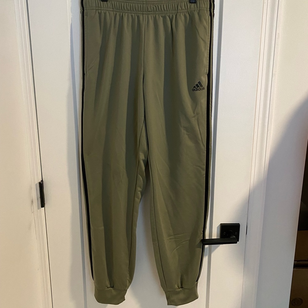 Adidas Taupe Jogger w/ Black Stripes